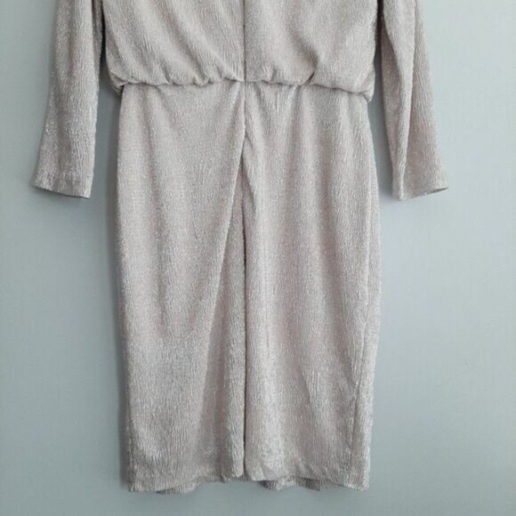 CALVIN KLEIN Metallic Shimmer Long Sleeve Dress Sz 8 - Picture 9 of 12